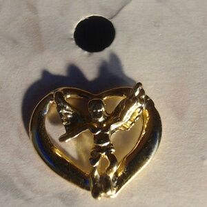 Heart shaped friendship angel pin by Cat's Meow -